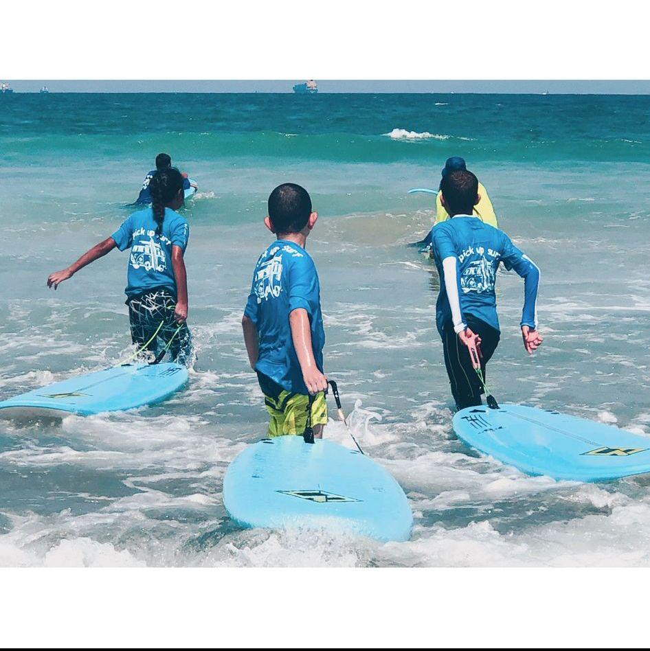Kids surfing